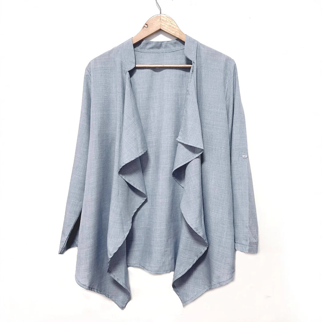 Damen lässige lange Jacke mit asymmetrischem Schnitt R&B