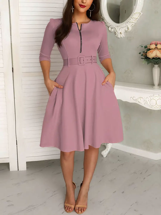 R&B | Kleid mit Gürtel und Reißverschluss