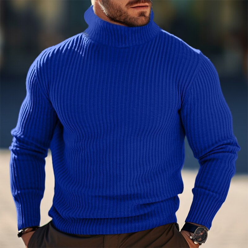 Herren Stehkragen Pullover aus strukturiertem Strick R&B