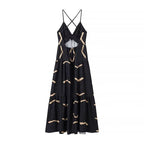 Damen Maxikleid mit elegantem V-Ausschnitt und tiefem Rüschensaum R&B