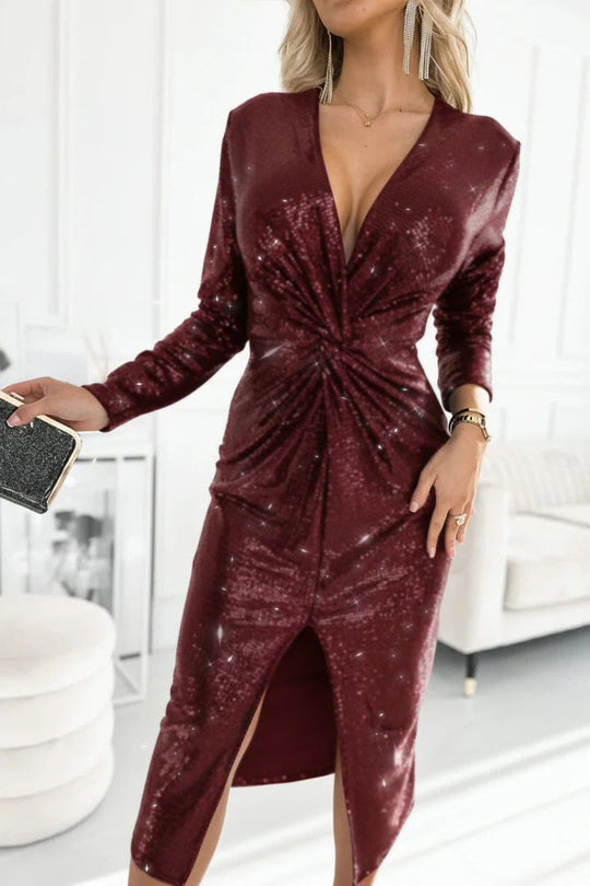 Damen Glamouröses Cocktailkleid mit aufregendem Schlitzdesign R&B