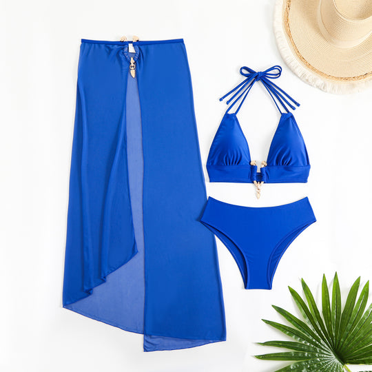 Damen Bikini-Set mit schickem Wickelrock und raffiniertem Halterneck R&B