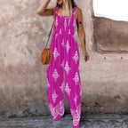 Damen Jumpsuit mit elastischem Taillenbund und floralen Verzierungen R&B