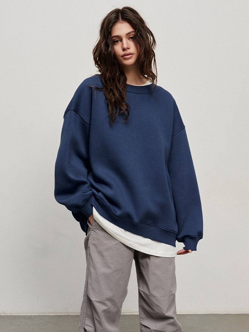 Damen Oversized Sweatshirt im lässigen Stil mit übergroßen Ärmeln und elastischen Bündchen R&B