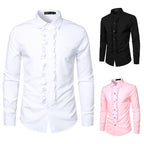 Herren Langarmhemd mit Rüschenverzierung und eleganten Knopfdetails R&B