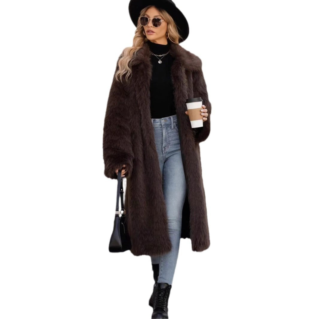 Damen Flauschiger Oversized-Mantel mit modernem Schnitt R&B