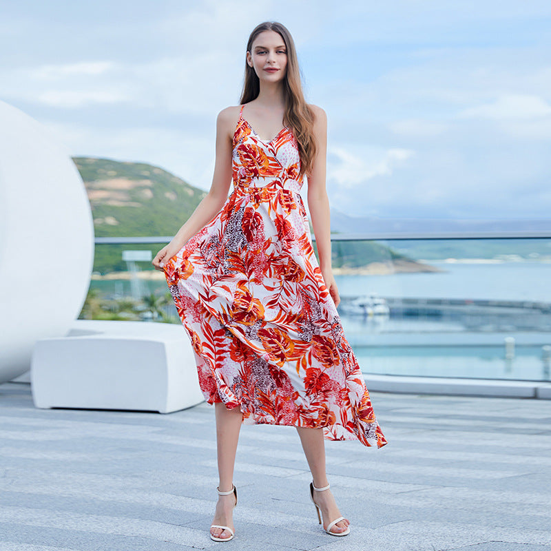 Damen Maxikleid mit floralem Schnitt und eleganter Taillierung R&B