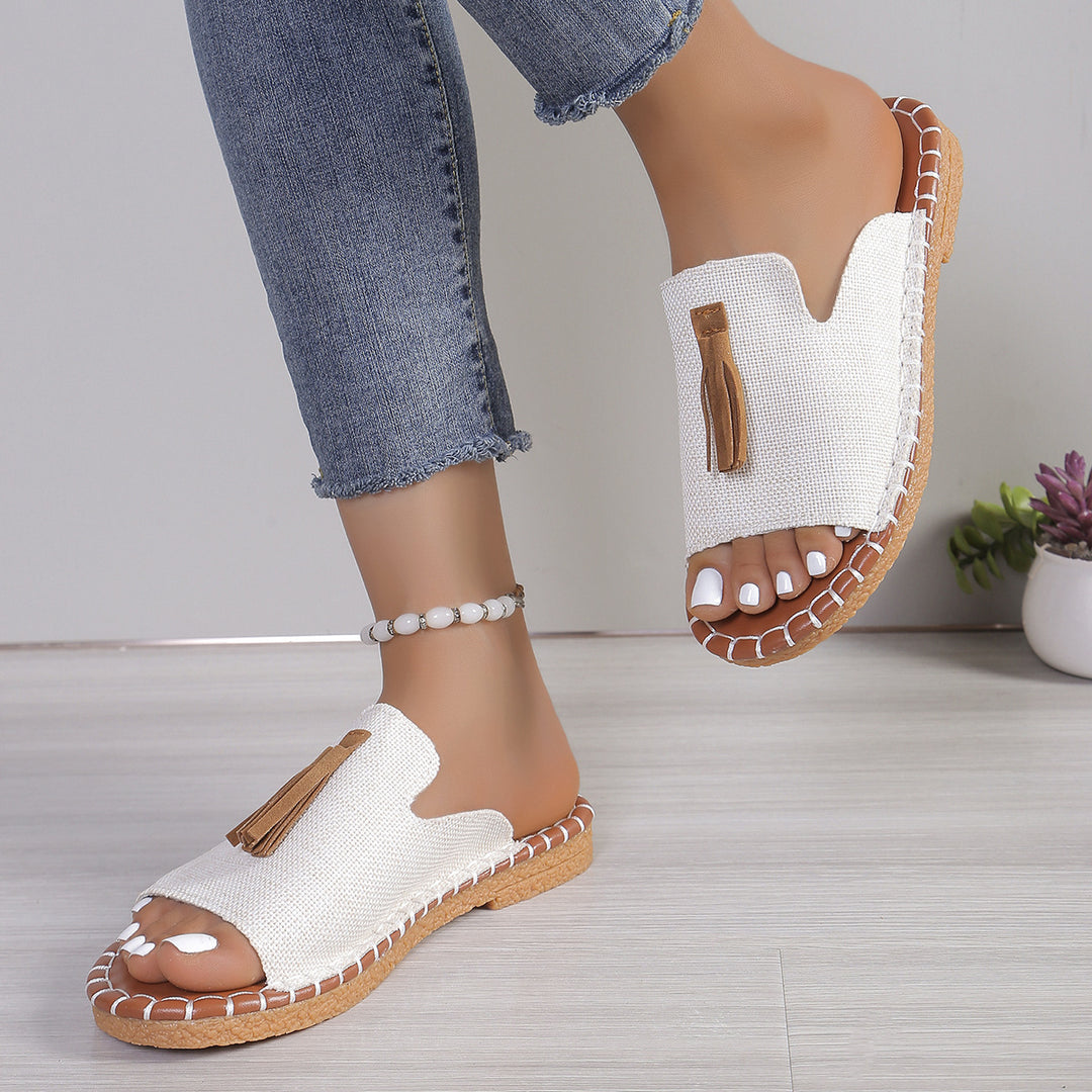 Damen Komfortable Clogs mit dekorativen Fransen und rutschfester Sohle R&B