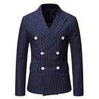 Herren elegante Doppelreiherjacke mit Nadelstreifen R&B
