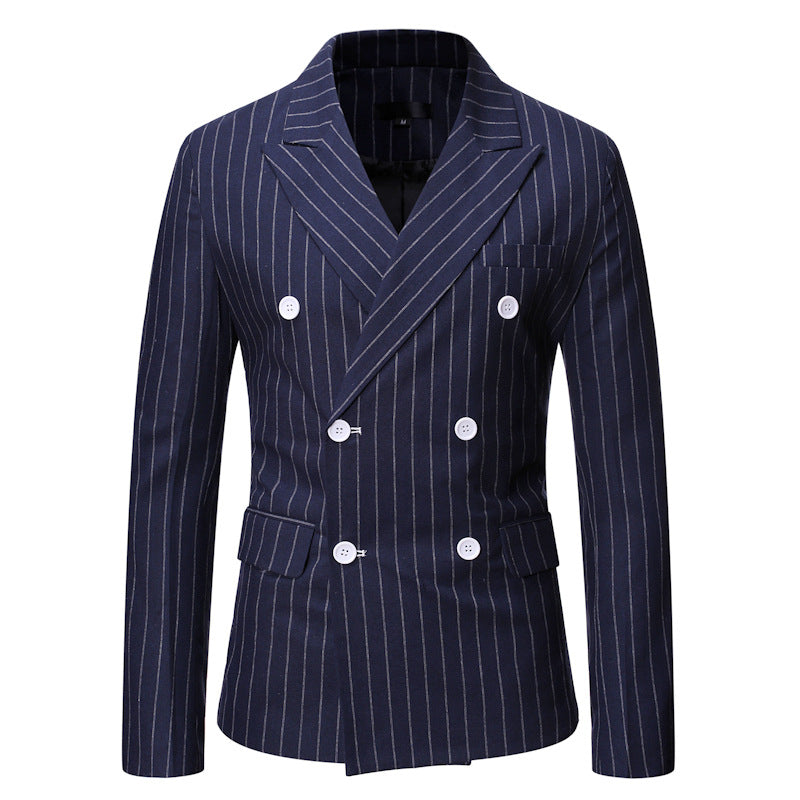 Herren elegante Doppelreiherjacke mit Nadelstreifen R&B