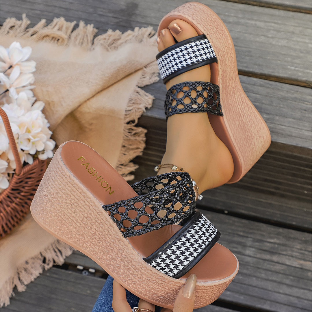 Damen Wedge-Sandalen mit geflochtenem Riemen und rutschfester Sohle R&B