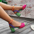 Damen Elegante Sandalen mit verstellbarem Riemen und blockiertem Absatz R&B