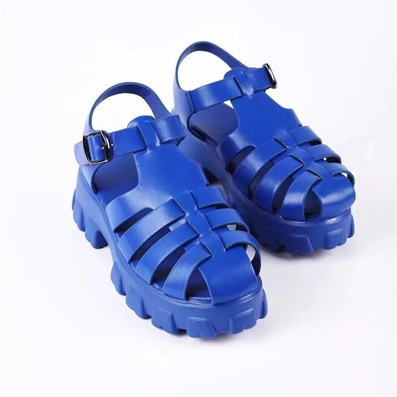 Damen stylische Plateau-Sandalen mit verstellbaren Riemen R&B