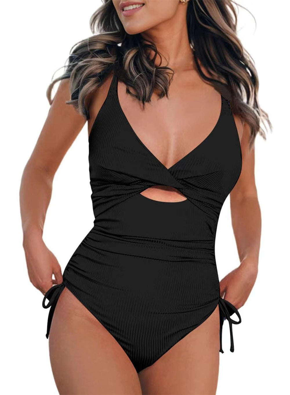 Damen Einteiler Badeanzug mit subtilen Cut-Outs und verstellbaren Trägern R&B
