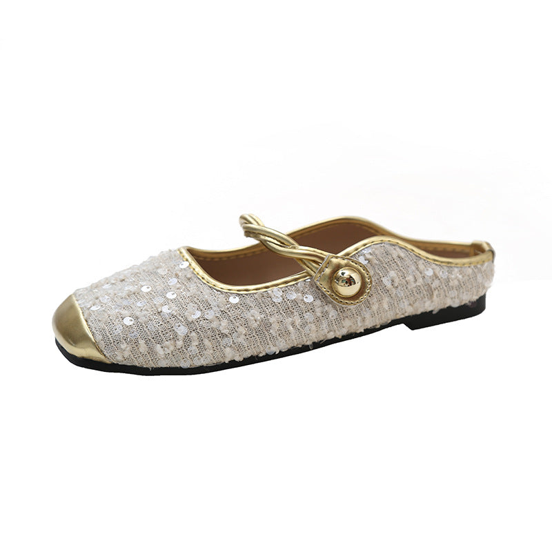 Damen elegante Slip-On Balettschläppchen mit glitzernden Applikationen R&B