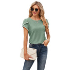 Damen Elegante Bluse mit Rüschenärmeln und Lochmuster R&B