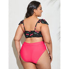 Damen Bikini-Set mit Raffinierter Rüschendetail und Bequemem Hohem Bund R&B