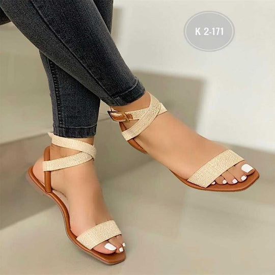 Damen Riemensandalen mit verstellbarem Kreuzriemen und funkelnden Akzenten R&B