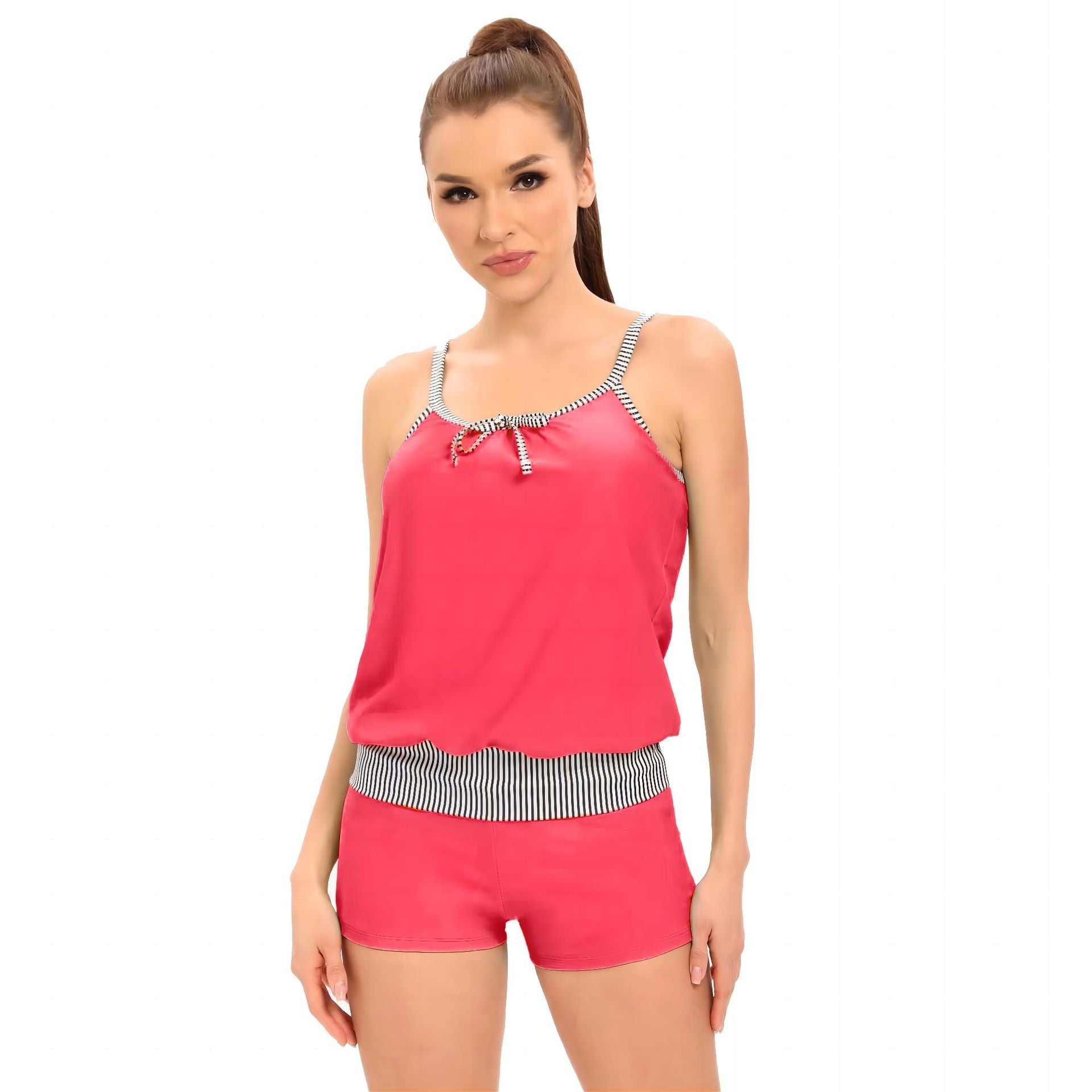 Damen Tankini-Set mit lässigem Oberteil und sportlichen Shorts R&B