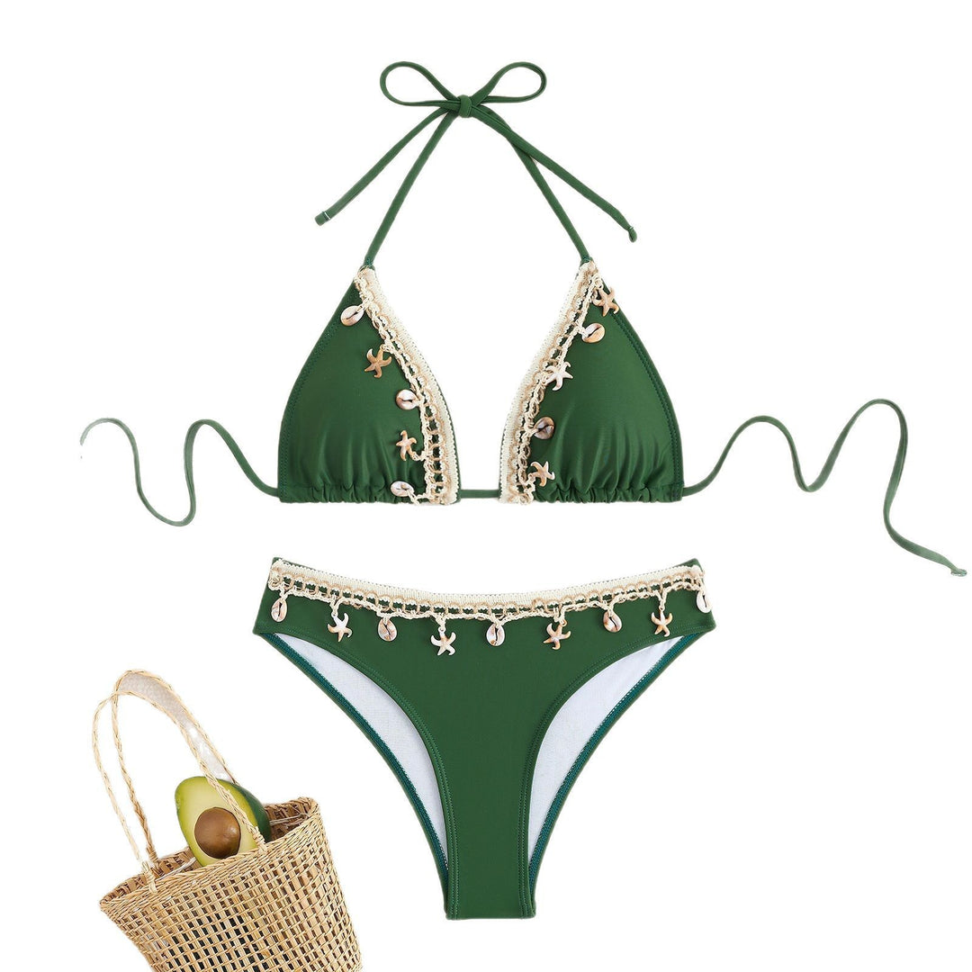 Damen Triangel-Bikini mit eleganten Muschelverzierungen R&B