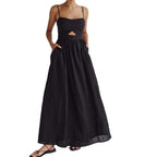 Damen Maxikleid mit hohem Beinausschnitt und raffiniertem Cut-Out R&B