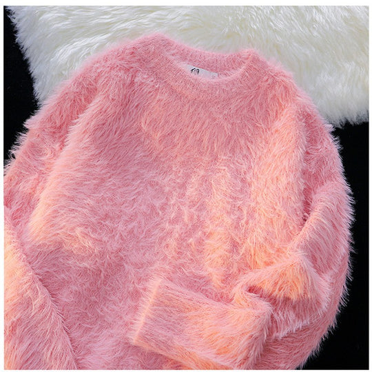 Damen Flauschiger Rundhalspullover R&B