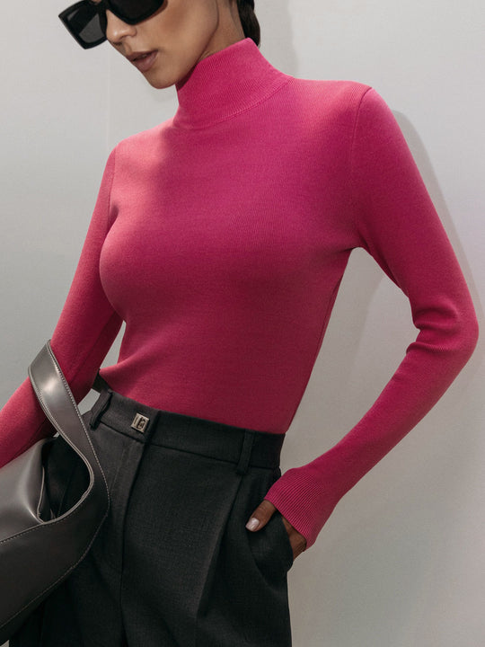 Damen Modischer Rollkragenpullover aus weicher Baumwolle R&B