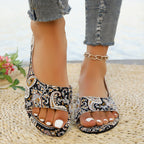 Damen Komfortable Zehentrenner-Sandalen mit modischem Muster R&B