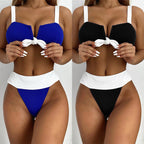 Damen Hochgeschnittener Bikini mit Knötchen-Detail