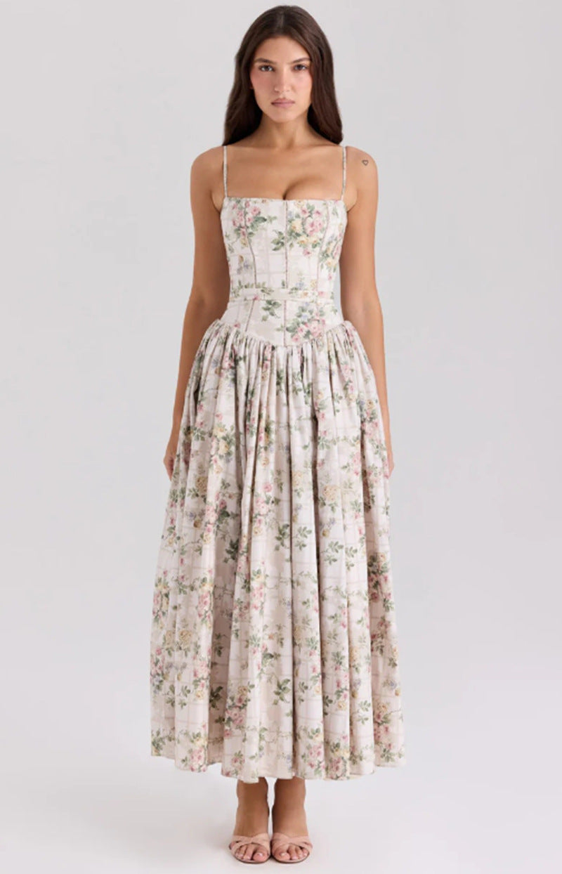 Damen nan tailliertes Maxikleid mit Korsettoberteil und feinen Spaghettiträgern R&B