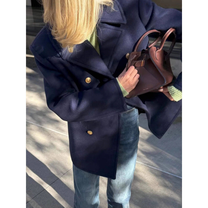 Damen Wollmantel mit doppeltem Knopfverschluss und elegance Schnitt R&B