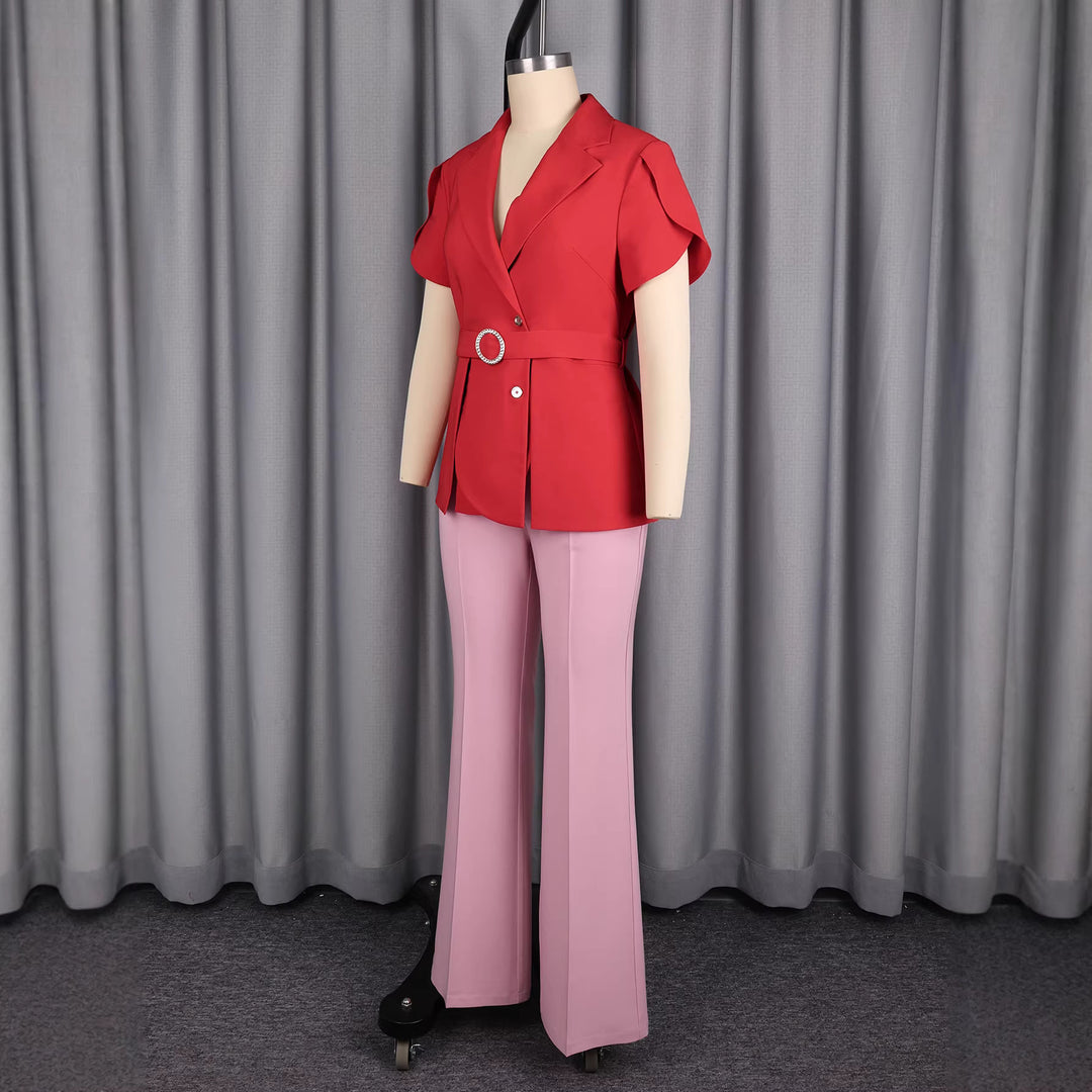 Damen Chic geschnittenes Blazer mit Gürtel R&B
