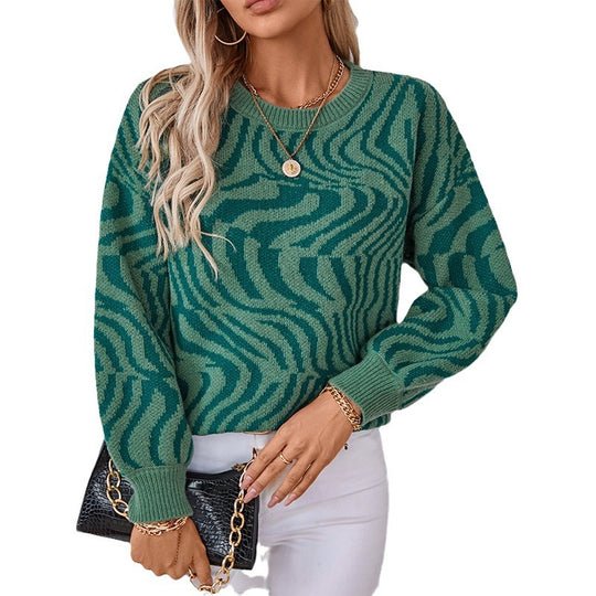 Damen modischer Strickpullover mit einzigartigem Wellenmuster R&B