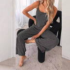 Damen Luftiger Jumpsuit mit Taschen und Spaghettiträgern R&B
