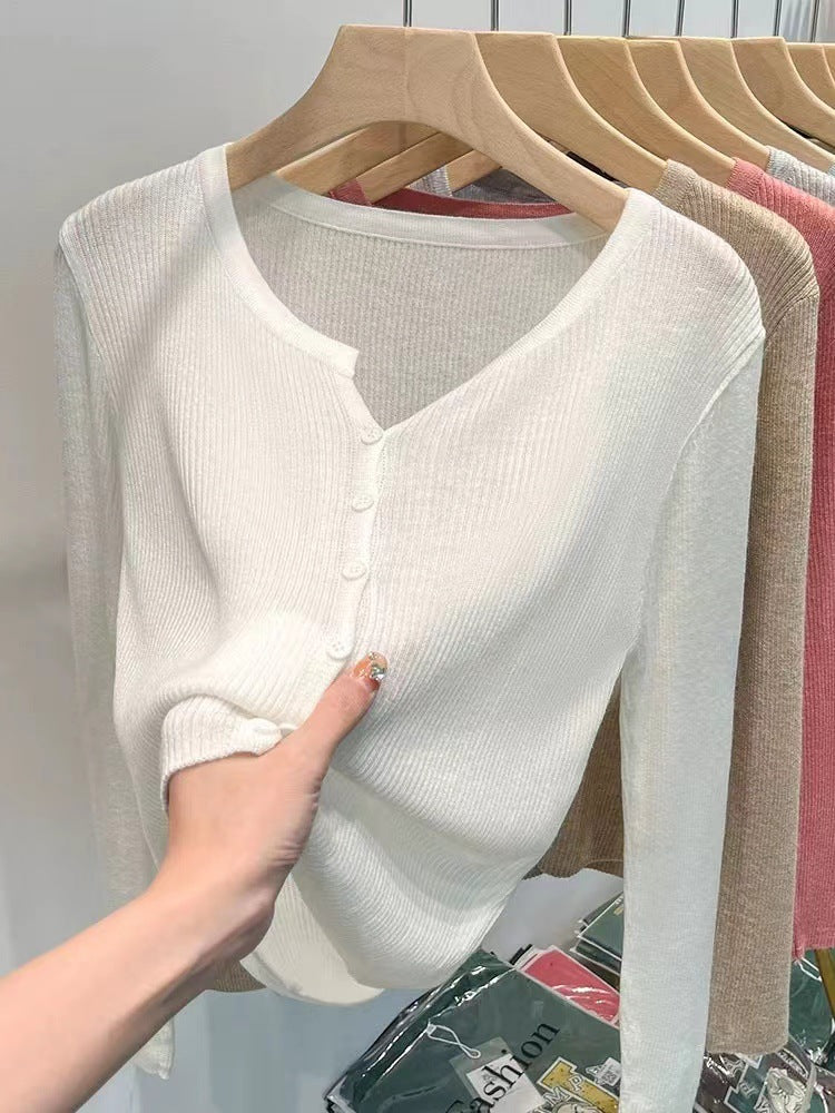 Damen figurbetonte Strickjacke mit elegantem Knopfverschluss und feiner Rippstruktur R&B