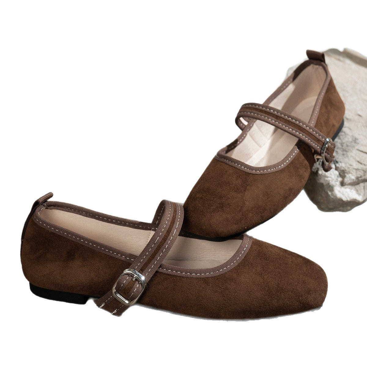 Damen edle Ballerinas mit klassischem Riemen R&B