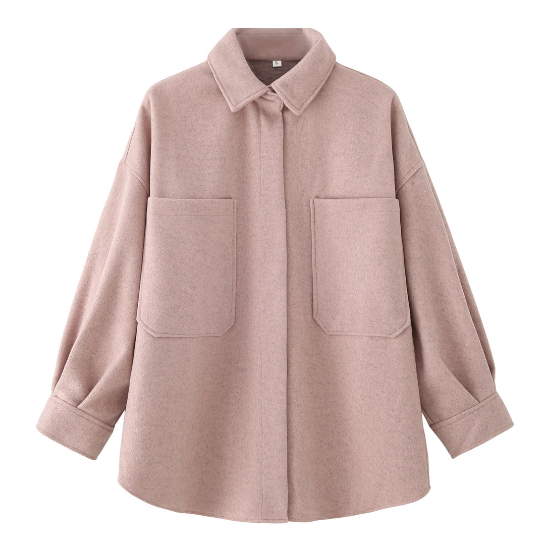 Damen Oversized Hemdjacke aus hochwertigem Wollmix mit praktischen Taschen R&B