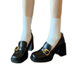 Damen elegante Blockabsatz-Pumps mit modischem Schnallenverschluss R&B
