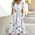 R&B | Pendelkleid mit Blumendruck und V-Ausschnitt
