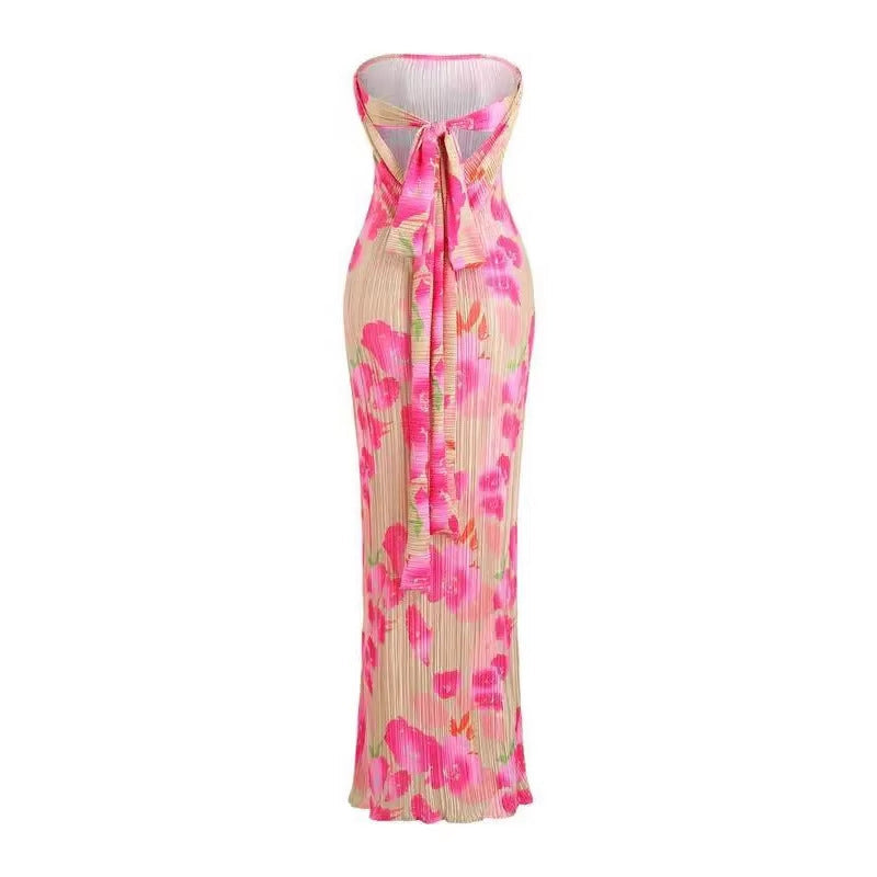 Damen figurbetontes Strapless-Kleid mit floralen Elementen R&B