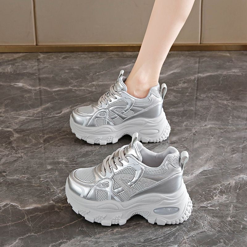 Damen Sportliche Plateau-Sneakers mit atmungsaktiver Mesh-Oberfläche und dämpfender Sohle R&B