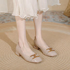 Damen Ballerinas mit eleganter Schnallenapplikation und komfortablem Blockabsatz
