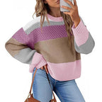 Damen Grobstrickpullover mit Farbblockdesign und oversized Schnitt R&B