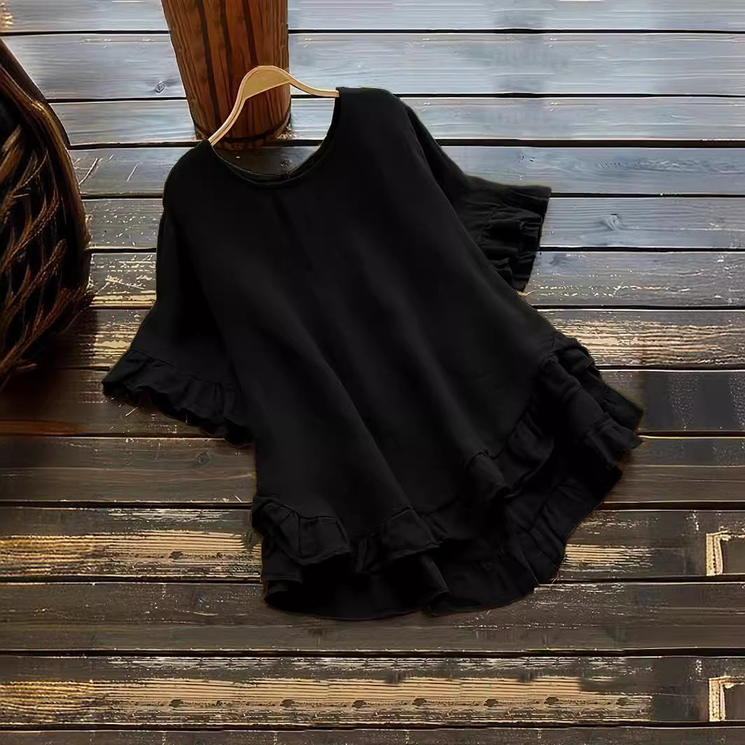 Damen lässiges Oberteil mit Rüschendetails und weit geschnittenem Design R&B