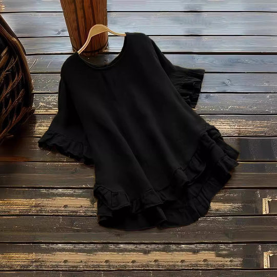Damen lässiges Oberteil mit Rüschendetails und weit geschnittenem Design R&B