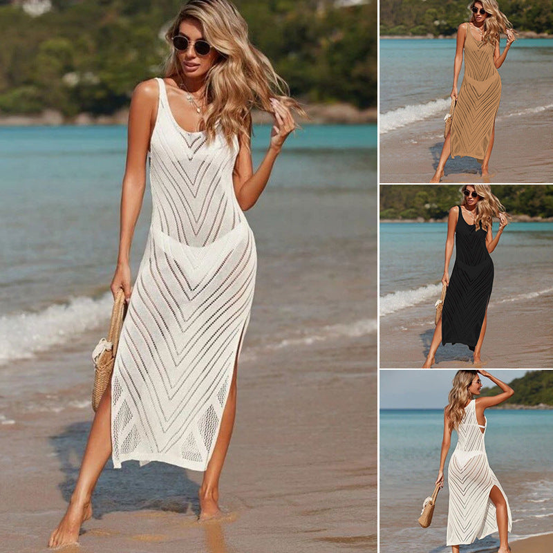 Damen Elegantes Maxikleid mit asymmetrischem Saum und seitlichem Schlitz R&B