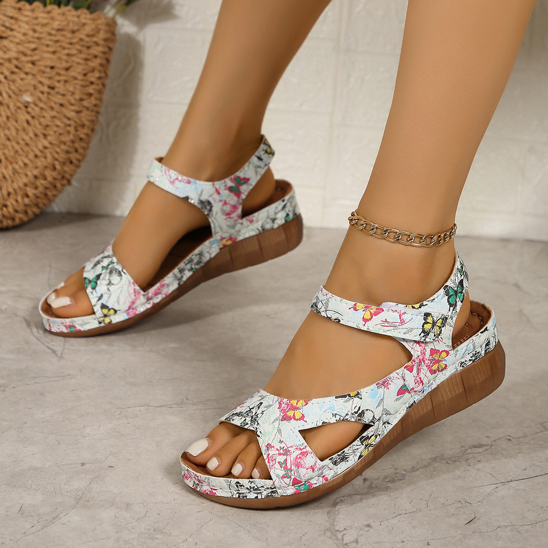 Damen Wedge-Sandalen mit verstellbarem Klettverschluss und anatomischem Fußbett R&B