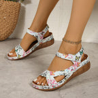 Damen Wedge-Sandalen mit verstellbarem Klettverschluss und anatomischem Fußbett R&B