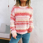 Damen kuscheliger Strickpullover mit fransigen Akzenten und attraktivem Farbverlauf R&B