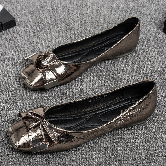 Damen Ballerinas mit elegantem Schleifenakzent und glänzender Lackoberfläche R&B